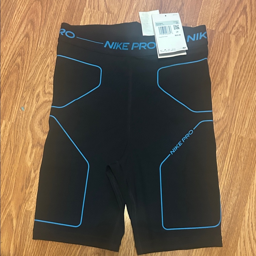 Nike Pro Black Shorts with Blue Trim